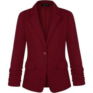 Women's Allu 3/4 Ruched Sleeve Blazer Wine Red